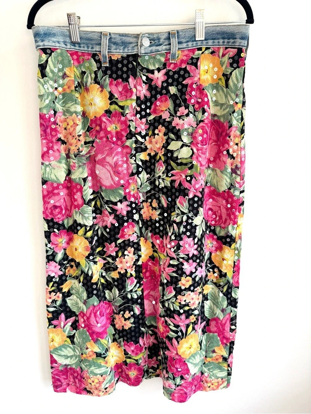 Ruth Floral Sequin Midi Skirt Size Medium